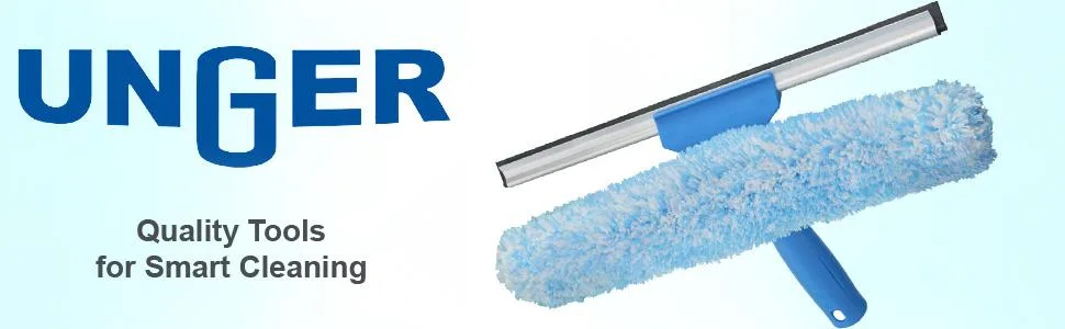 Unger Professional 14 Window Cleaning Tool: 2-in-1 Microfiber Scrubber and Squeegee 14-inch Scrubber Cleaning Tool - Unger Professional Microfiber Window Combis