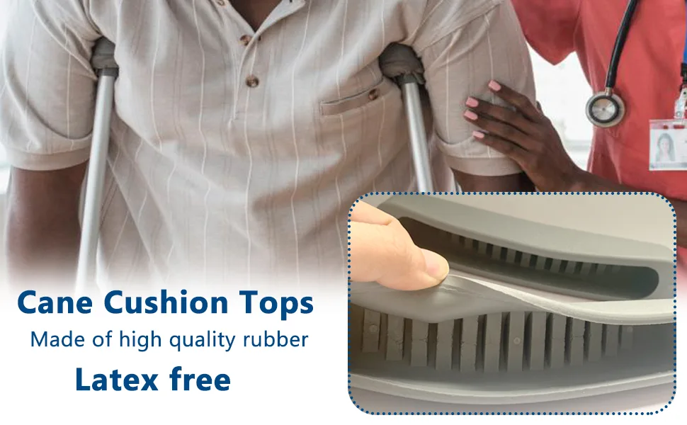 Underarm Crutch Pad Replacement Medical Cane Cushion Tops Comfort Foam Slip on Top Grip Support 2 Pcs Gray - handle pillow accessories hand Grip support