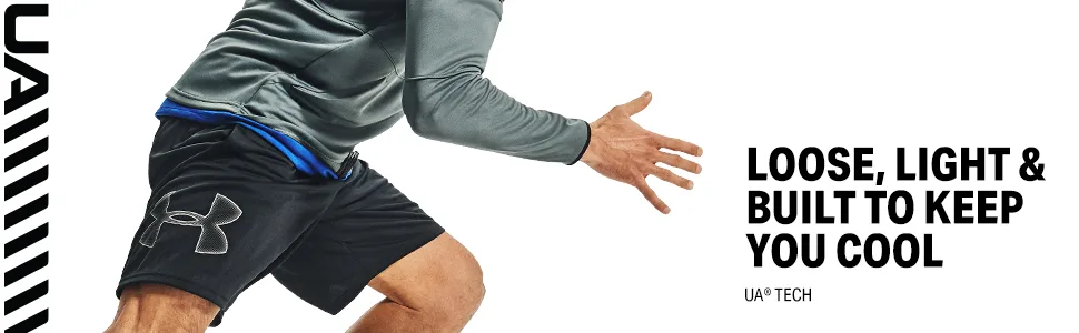 Under Armour Mens Tech Graphic Shorts Black (001) Graphite Large - Wholesale Men