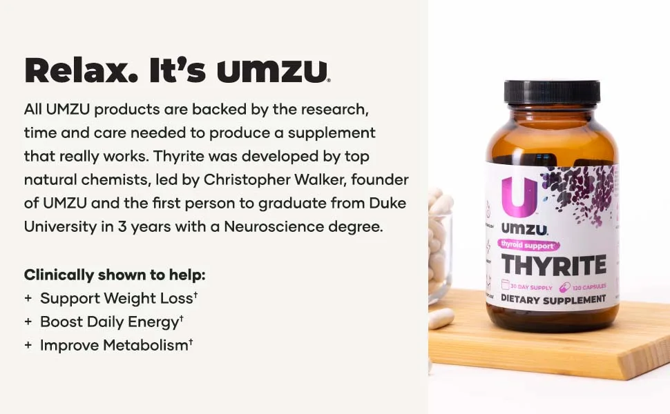 UMZU Thyrite  Advanced Thyroid Supplement to Support Healthy Thyroid Function with Magnesium Ashwagandha Zinc Copper Iodine  Selenium  30 Servings - relax