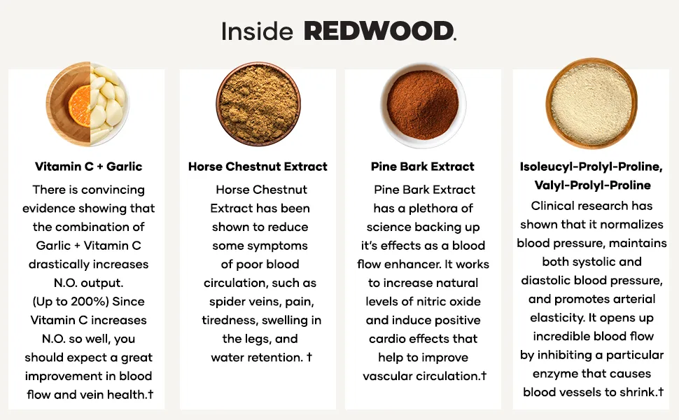 UMZU Redwood Nitric Oxide Booster Capsules - 30 Day Supply - N.O. Supplement for Circulatory Support - Inside REDWOOD