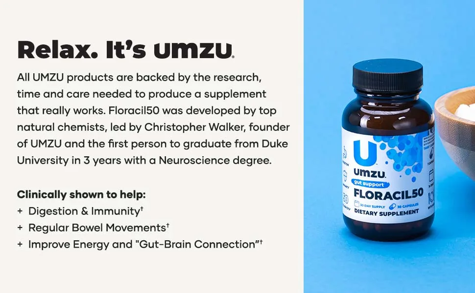 UMZU Floracil50 - Daily Probiotic Supplement - Contains 8 Gut Healthy Bacteria Strains - 1 Month Supply - relax