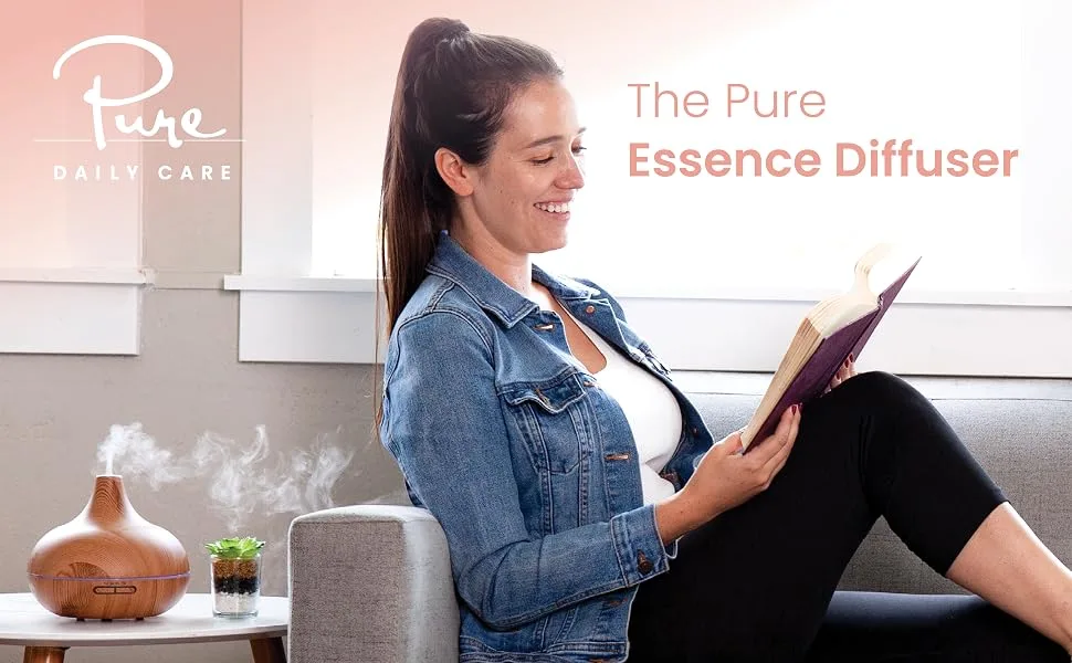 Ultimate Aromatherapy Diffuser  Essential Oil Set - Ultrasonic Diffuser  Top 10 Essential Oils - Modern Diffuser with 4 Timer  7 Ambient Light Settings - Therapeutic Grade Essential Oils - Lavender - the pure essence diffuser