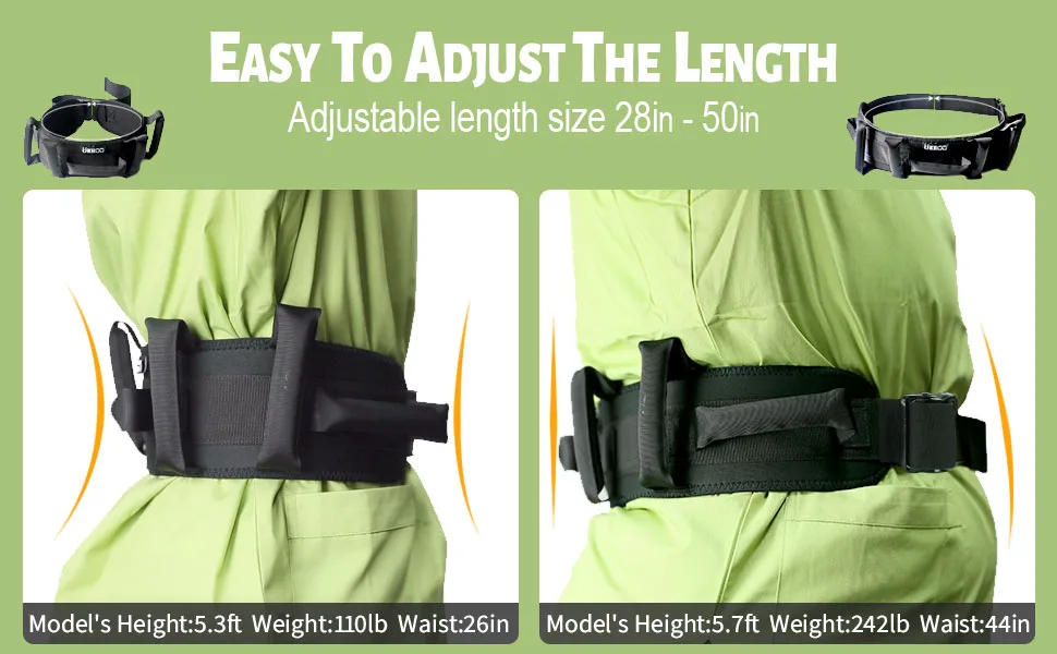 UKBOO Gait Belt with 7 Padded Handles Adjustable Size 28 to 50 Quick Release Buckle for Seniors Disabled Bariatric 2nd Generation - GBA+2.1