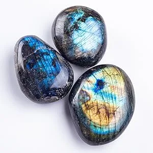 UFEEL Labradorite Palm Stone Crystal - Natural Chakra Reiki Polished Healing Pocket Worry Stone Crystal for Anxiety Stress Relief Therapy - unique