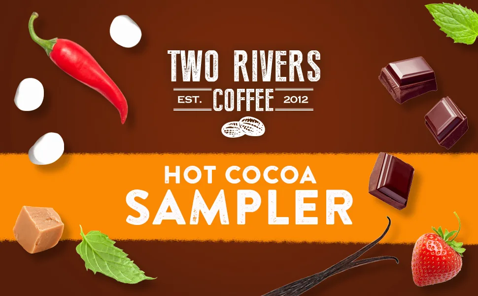 Two Rivers Chocolate Hot Cocoa Pods Single Serve Variety Sampler Pack Compatible with 2.0 Keurig K-Cup Brewers 40 Count - Largest Assorted Hot Cocoa Assorted Hot Cocoa 40 Count (Pack of 1) - Two Rivers Hot cocoa Sampler