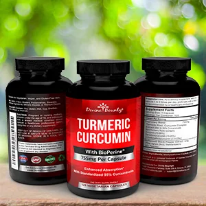 Turmeric Curcumin with BioPerine Black Pepper Extract - 755mg per Capsule 120 Veg. Capsules - GMO Free Tumeric Standardized to 95 Curcuminoids for Maximum Potency - divine bounty turmeric curcumin