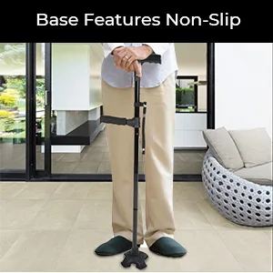 Tulimed Quad Self Standing Walking Cane Tip - Quadruple Pod Walking Stick Replacement Stand Alone Base - Mobility Aid for Stability Safety Comfort and Convenience - Tulimed Quad Self Standing Walking Cane Tip - Quadruple Pod Walking Stick
