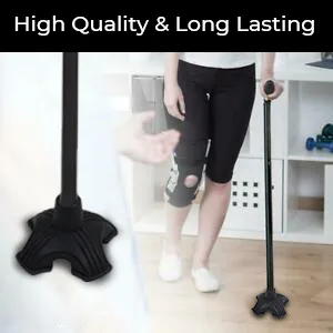 Tulimed Quad Self Standing Walking Cane Tip - Quadruple Pod Walking Stick Replacement Stand Alone Base - Mobility Aid for Stability Safety Comfort and Convenience - Tulimed Quad Self Standing Walking Cane Tip - Quadruple Pod Walking Stick