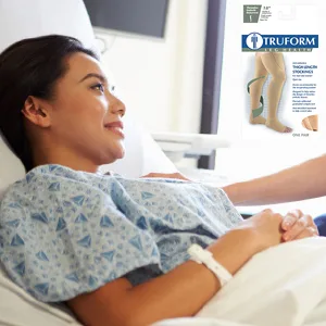 Truform Surgical Stockings 18 mmHg Compression for Men and Women Thigh High Length Open Toe White Large White Large (1 Pair) - product information 2