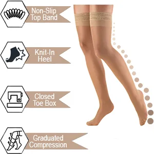 Truform Sheer Compression Stockings 8-15 mmHg Womens Thigh High Length 20 Denier Beige Large Beige Large (1 Pair) - product information 4