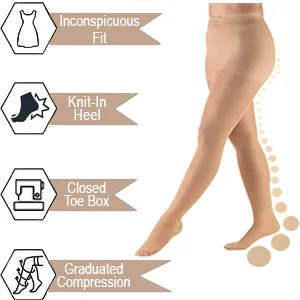 Truform Sheer Compression Pantyhose 30-40 mmHg Womens Shaping Tights 20 Denier Black Medium Medium Black - product information 4