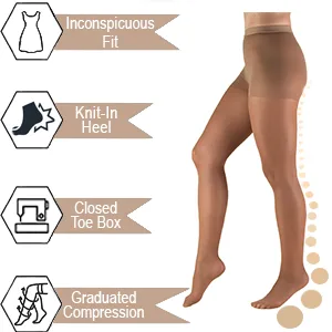 Truform Compression 8-15 mmHg Sheer Pantyhose Beige Tall 2 Count Tall (Pack of 2) Beige - cggb
