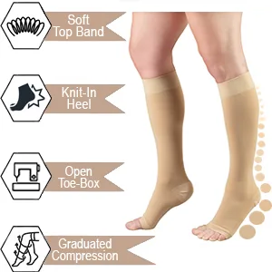 Truform 30-40 mmHg Compression Stockings for Men and Women Knee High Length Open Toe Black Large (0845BL-L) Large (1 Pair) Black - product information 4
