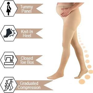 Truform 20-30 mmHg Maternity Compression Pantyhose Tummy Support for Pregnant Belly Black X-Tall Black X-Tall Maternity - product information 4
