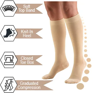 Truform 15-20 mmHg Compression Stockings for Men and Women Knee High Length Closed Toe Beige Medium Medium (1 Pair) Beige - product information 4