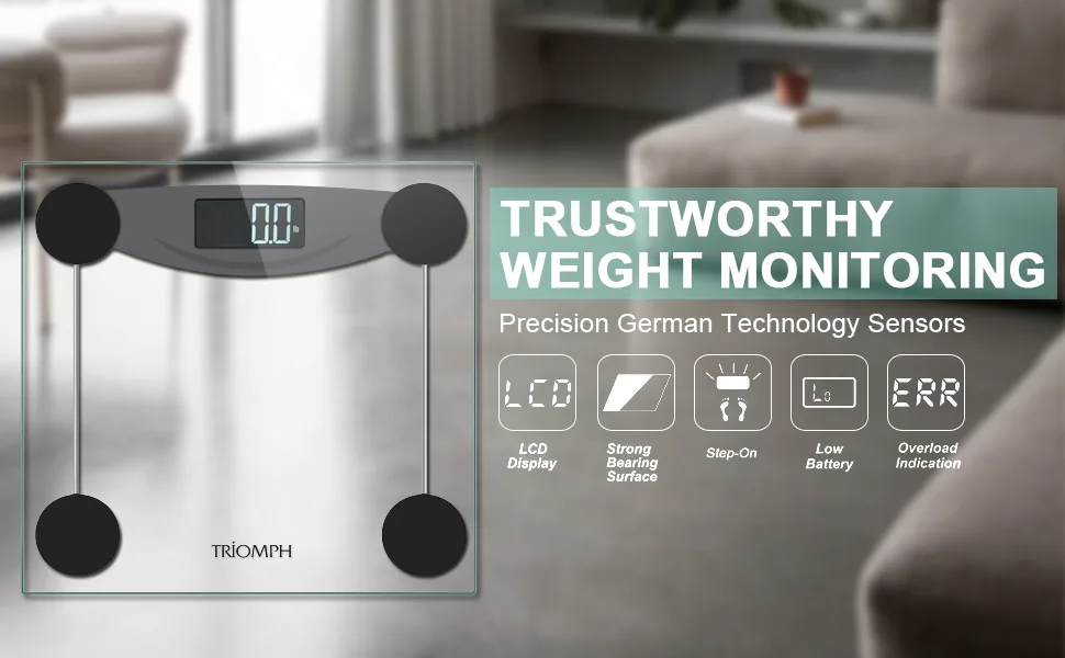 Triomph Smart Digital Body Weight Bathroom Scale with Step-On Technology LCD Backlit Display 400 lbs Capacity and Accurate Weight Measurements Black (Digital Scale New) - product information 2