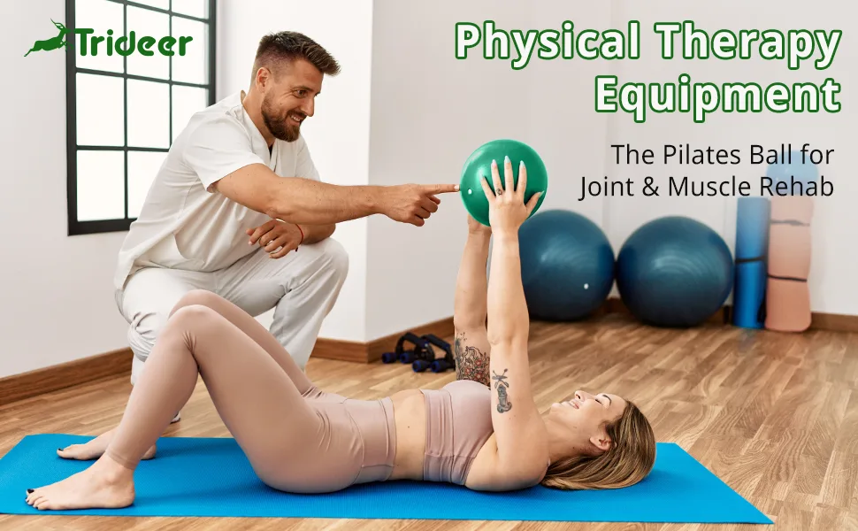 Trideer 9 Inch Pilates Ball Between Knees for Physical Therapy Mini Exercise Ball - Yoga Ball Small Workout Balls for Core Strength and Back Support Green - physical therapy equipment