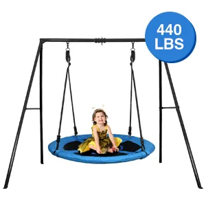 Trekassy 440lbs Swing Set with 40 Inch Saucer Tree Swing Swivel and Heavy Duty A-Frame Metal Swing Stand - 440lbs