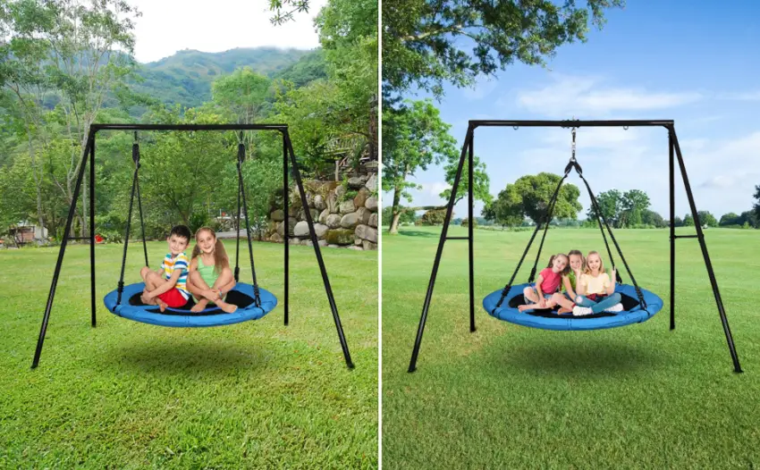 Trekassy 440lbs Swing Set with 40 Inch Saucer Tree Swing Swivel and Heavy Duty A-Frame Metal Swing Stand - main