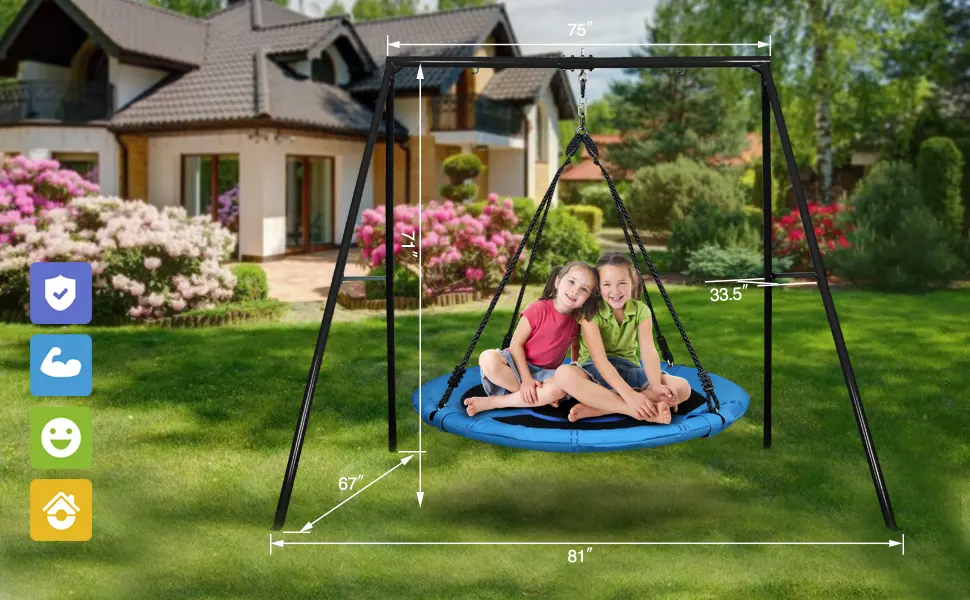 Trekassy 440lbs Swing Set with 40 Inch Saucer Tree Swing Swivel and Heavy Duty A-Frame Metal Swing Stand - main