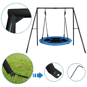 Trekassy 440lbs Swing Set with 40 Inch Saucer Tree Swing Swivel and Heavy Duty A-Frame Metal Swing Stand - sturdy