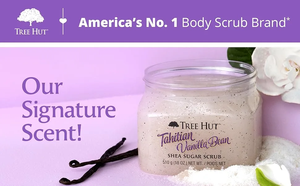 Tree Hut Tahitian Vanilla Bean Shea Sugar Scrub Tahitian Vanilla Bean 18 Oz Tahitian Vanilla Bean 1.12 Pound (Pack of 1) - Tree Hut Shea Sugar Scrub Tahitian Vanilla Bean