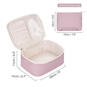 Travel Makeup Bag Large Cosmetic Bag Make up Case Organizer for Women and Girls (Greyish Blue) C Greyish Blue - product information 2