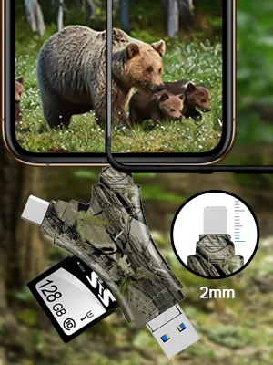 Trail Camera Viewer SD Card Reader4 in 1 SD and Micro SD Memory Card Reader Compatible with iPhoneipad Trail Camera SD Card Viewer to View Hunting Game Camera Photos or Videos on Smartphone Camo - sd card reader