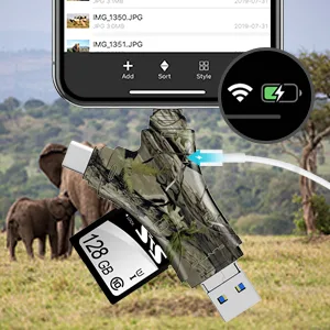 Trail Camera Viewer SD Card Reader4 in 1 SD and Micro SD Memory Card Reader Compatible with iPhoneipad Trail Camera SD Card Viewer to View Hunting Game Camera Photos or Videos on Smartphone Camo - sd card viewer for trail cameras