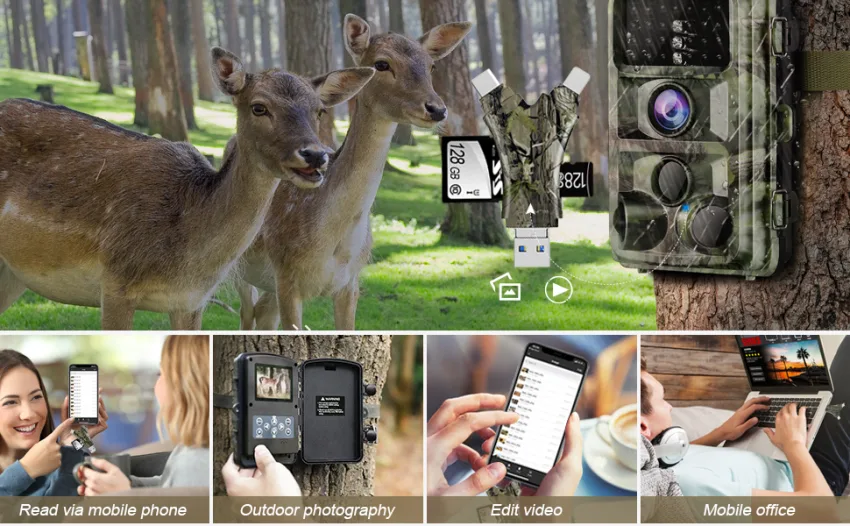 Trail Camera Viewer SD Card Reader4 in 1 SD and Micro SD Memory Card Reader Compatible with iPhoneipad Trail Camera SD Card Viewer to View Hunting Game Camera Photos or Videos on Smartphone Camo - usb sd card reader