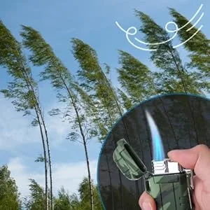 Torch Lighter Butane Lighter Waterproof Windproof Lighter Mens Gifts Lighter for Candle Camping Family Use (Without Butane) (Black) Black Single Flame - Windproof lighter