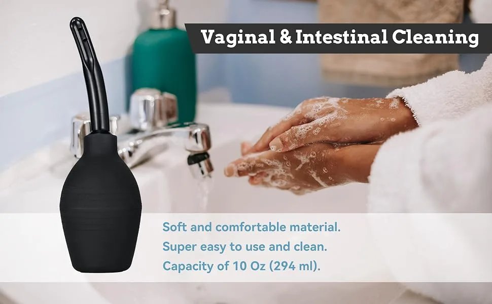 TopQuaFocus Enema Bulb Anal Douches 10oz  294ml Capacity Vaginal Douche Anal Cleaning Silicone Douche 4.7 Tips Black 294-black - black enema bulb