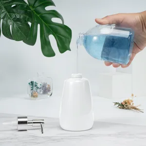 TOOZFO White Hand Soap Dispenser Ceramics Bottles with Elegant Pump Top Bathroom Empty Shampoo Bottles 10oz300ml White2 - soap dispenser