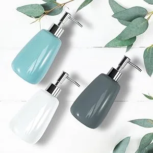 TOOZFO White Hand Soap Dispenser Ceramics Bottles with Elegant Pump Top Bathroom Empty Shampoo Bottles 10oz300ml White2 - soap dispenser