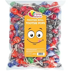 Tootsie Pops - 5 Pounds - Large Tootsie Roll Pops - Assorted Flavored Lollipops - Bulk Candy Party Bag Family Size 5 Pound (Pack of 1) - A Great Surprise