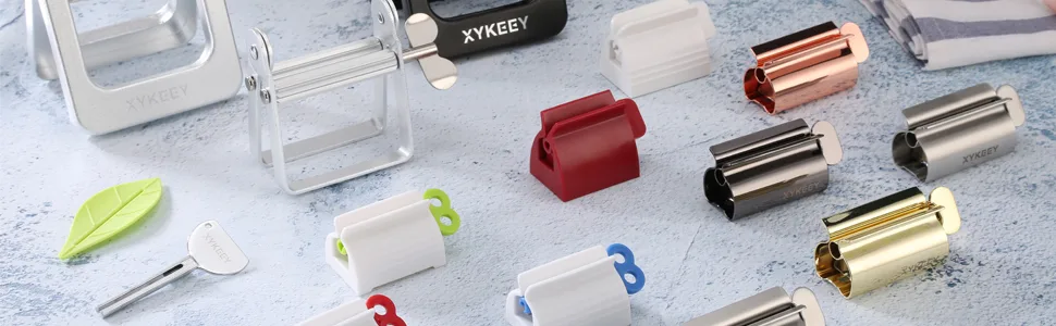 Toothpaste Tube Squeezers Toothpaste Roller - Manual Toothpaste Tube Roller Squeezer Tool Toothbrush Squeezers Toothpaste Clip Holder Stand Winder by XYKEEY (Multi-Colored) - tube squeezer family