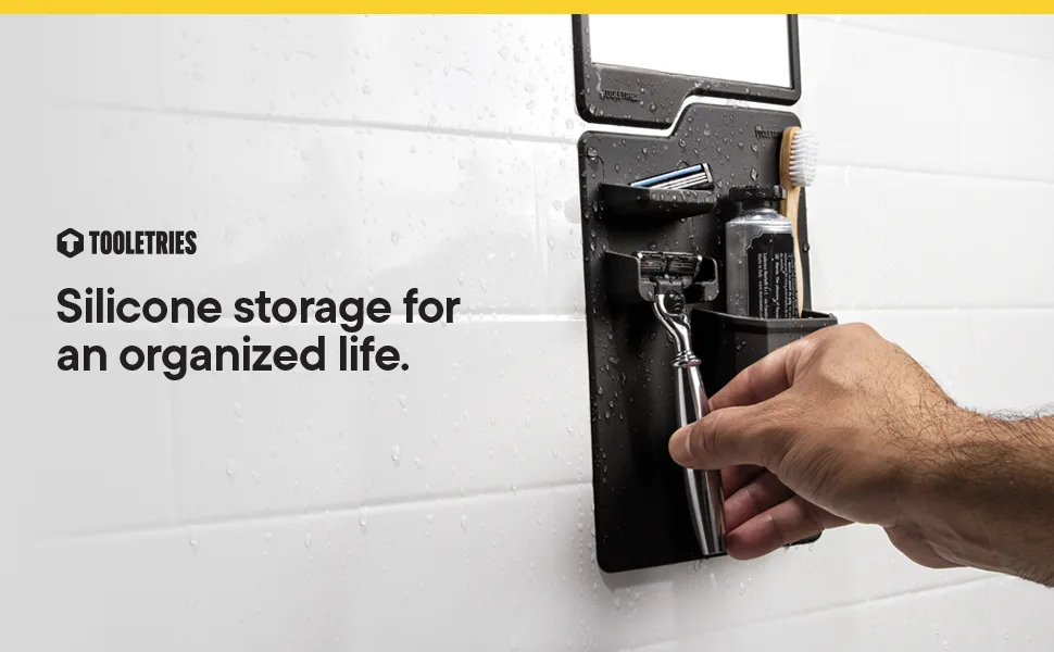 Tooletries - The Mason Razor Holder - Secure & Safe  Silicone Toiletry Organizer  Shower & Bathroom Accessory - Features Silicone-Grip Technology  Removable & Reusable - Grey - Silicone storage for an organized life