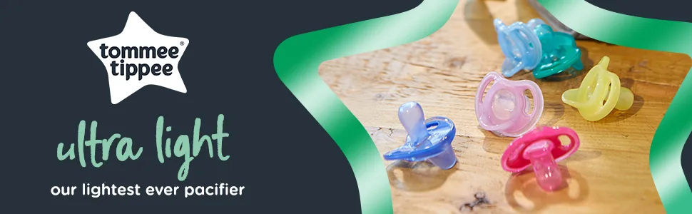 Tommee Tippee Ultra-Light Silicone Pacifier Symmetrical One-Piece Design BPA-Free Silicone Binkies 0-6m 4-Count 0-6m Light Blue  Light Green - image