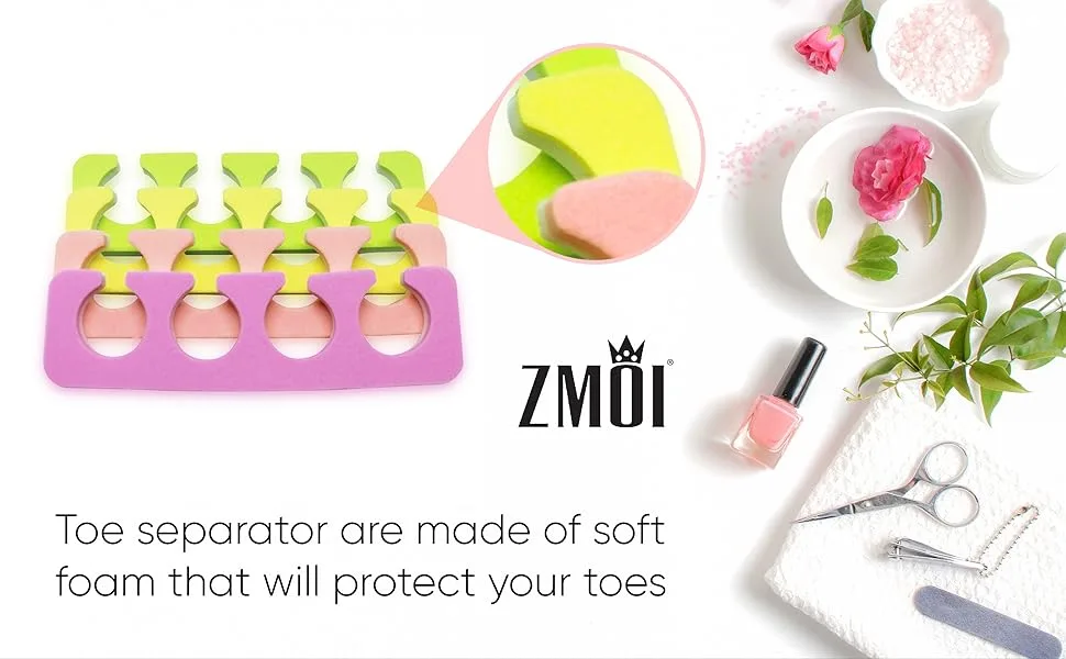 Toe Separators Set - Premium Pedicure Tool Kit 24 Pieces Super Soft  Durable Two Tone ZMOI - pedicure tools toe separators kit spacers mini nail polish bulk separator toes spreader supplies man