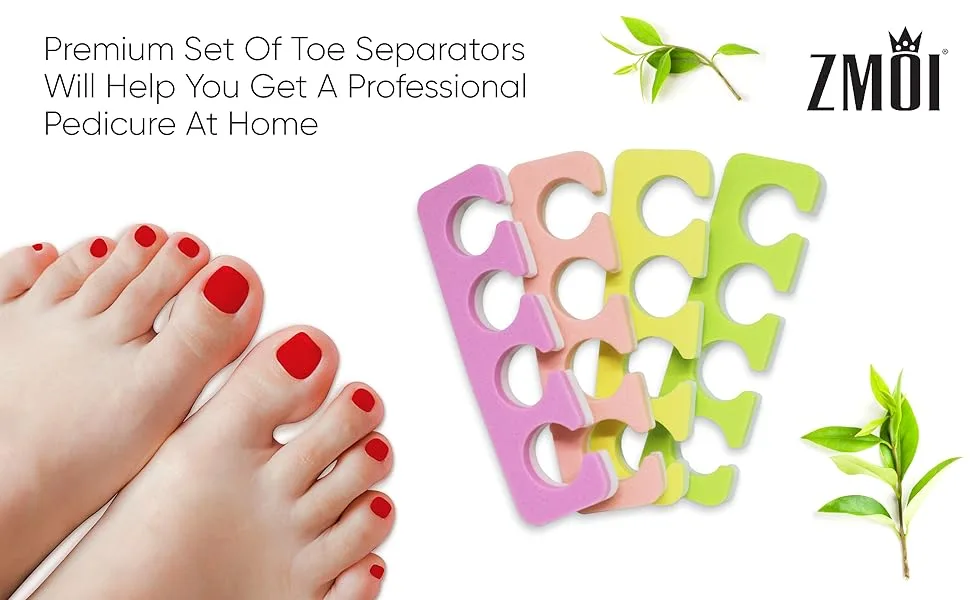 Toe Separators Set - Premium Pedicure Tool Kit 24 Pieces Super Soft  Durable Two Tone ZMOI - pedicure tools toe separators kit spacers mini nail polish bulk separator toes spreader supplies man