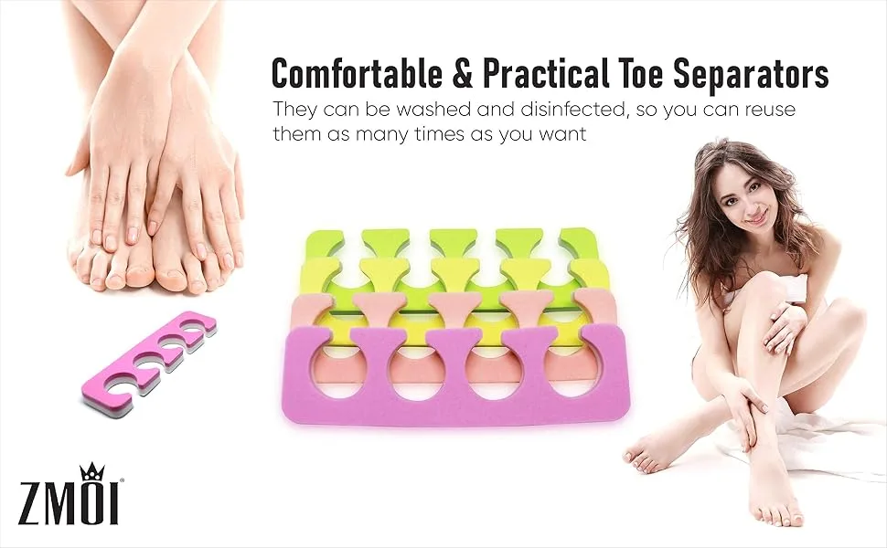 Toe Separators Set - Premium Pedicure Tool Kit 24 Pieces Super Soft  Durable Two Tone ZMOI - toe separator