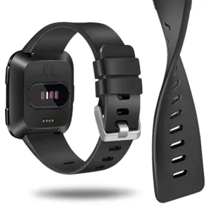 Tobfit Bands Compatible with Fitbit Versa 2 and Fitbit VersaVersa LiteVersa Special Soft Replacement Sport Wristbands Accessories for Women Men Black Large - B07D5SM71N
