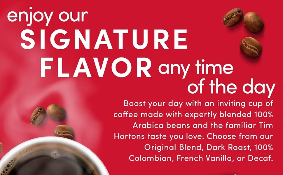 Tim Hortons Whole Bean Original Medium Roast Coffee Made with 100 Arabica Beans 32 Ounce Bag Whole Bean Original 2 Pound (Pack of 1) - signature flavor