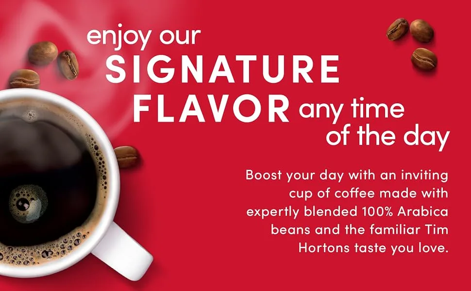Tim Hortons Original Blend Medium Roast Coffee Single-Serve K-Cup Pods Compatible with Keurig Brewers 96ct K-Cups Red Original 96 Count (Pack of 1) - signature flavor
