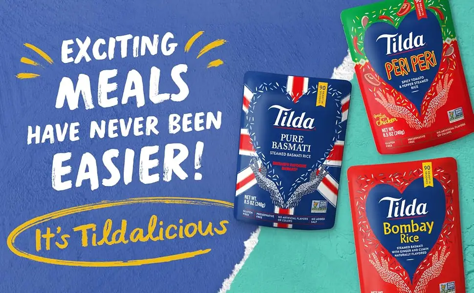 Tilda Pure Basmati Rice Premium Aromatic and Authentic Rice Large Resealable Bag 10-Pound BagWhite - Exciting meals have never been easier!