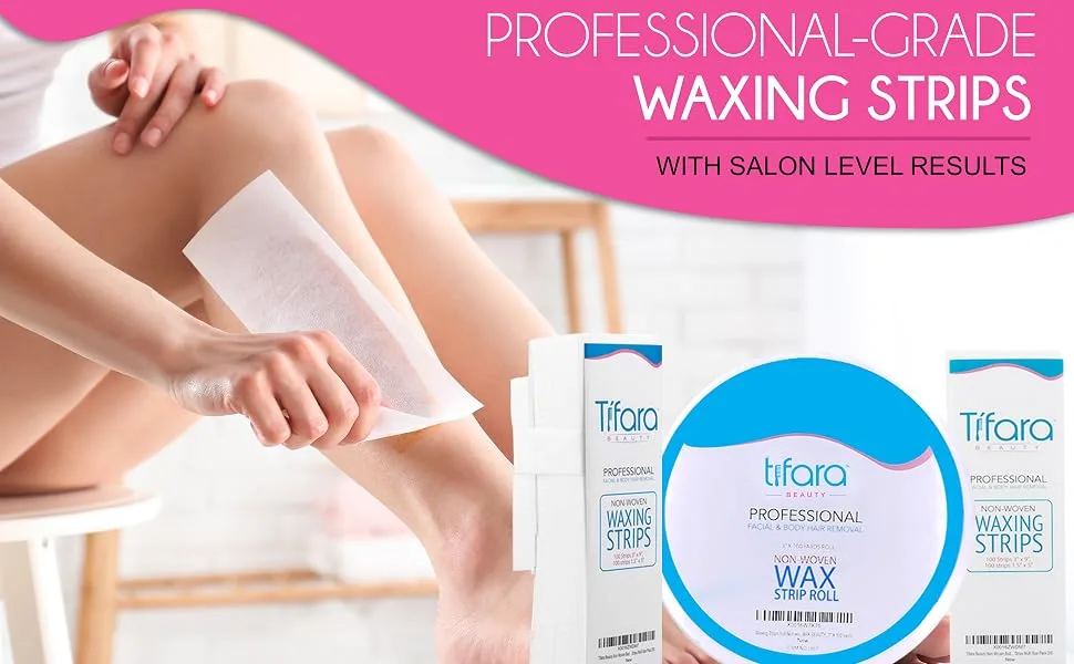 Tifara Beauty Non Woven Body and Facial Wax Strips Multi Size Pack 200 200 Piece Assortment - Header2.1