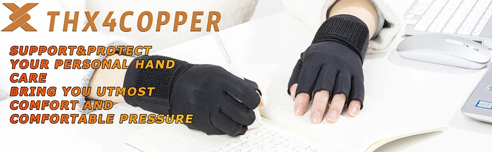 Thx4COPPER Compression Arthritis Gloves with StrapCarpal TunnelTypingSupport  Small-Medium - product information 11