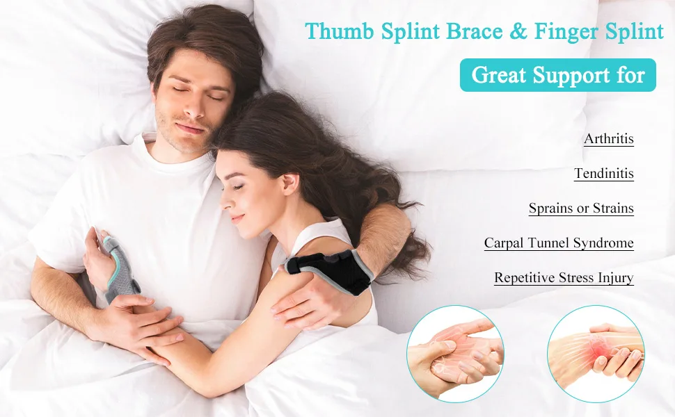 Thumb Splint Brace  2 Trigger Finger Splint Reversible Thumb  Wrist Stabilizer Splint and Finger Brace for Trigger Thumb Arthritis Tendonitis Sprained Carpal Tunnel Right and Left Hand Support Grey - Thumb Splint Brace