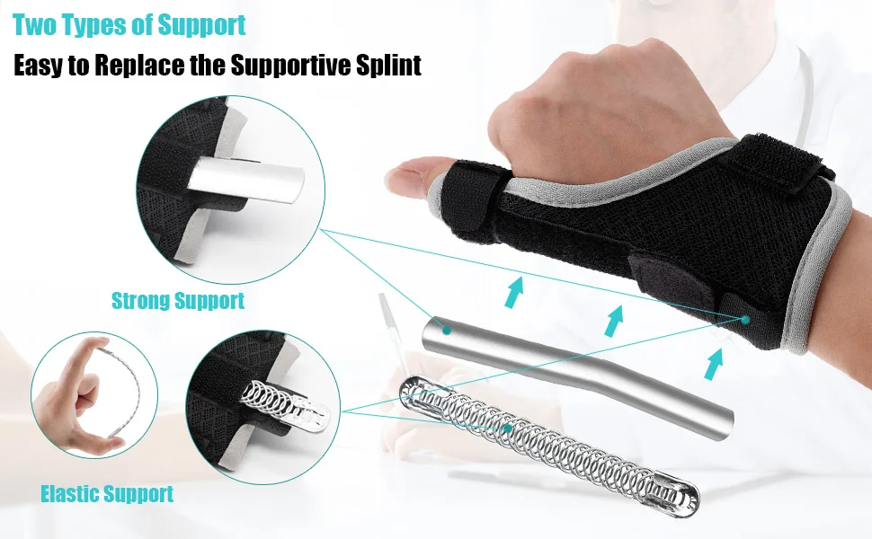 Thumb Splint Brace  2 Trigger Finger Splint Reversible Thumb  Wrist Stabilizer Splint and Finger Brace for Trigger Thumb Arthritis Tendonitis Sprained Carpal Tunnel Right and Left Hand Support Grey - trigger thumb splint